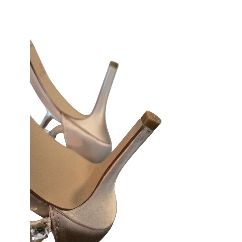 Badgley Mischka Satin Rhinestone Heels‎ 6.5 Blush Pink Formal Wedding Prom